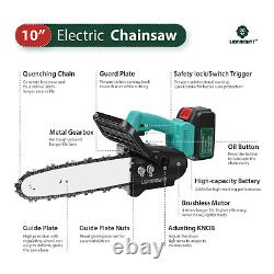 10 Cordless Electric Chainsaw 20V 3.0Ah Brushless 2 Batteries Tree Garden Saws