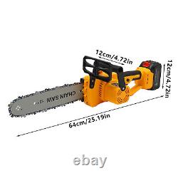 12'' Electric Cordless Chainsaw Powerful Wood Cutter Saw 2x 21V Battery Charger