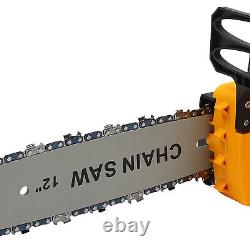 12'' Electric Cordless Chainsaw Powerful Wood Cutter Saw 2x 21V Battery Charger