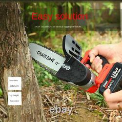 12-inch 1280W Cordless Chainsaw Handheld Cutter Felling Trees Rechargeable