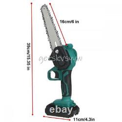 1200W Mini Cordless Chainsaw 6 Electric One-Hand Saw Wood Cutter & 2 Batteries
