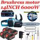 14/16/18'' 6000w Cordless Electric Chainsaw Brushless Wood Cutter Saw For Makita