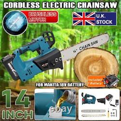 14'' Brushless Cordless Chainsaw Powerful Wood Cutter Saw with Battery For Makita