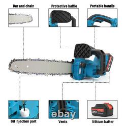 14'' Electric Cordless Chainsaw Powerful Wood Cutter Saw + 4 Battery For Makita