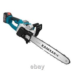16'' 1280W Electric Brushless Chainsaw Wood Cutter Saw+2 Battery & 2 Charger UK