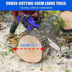 16 Brushless Electric Cordless Chainsaw Power Saw Wood Cutter 2 Battery&Charger