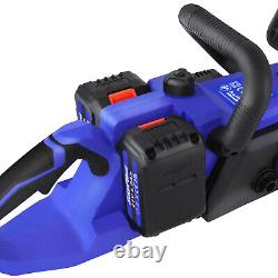 16 Brushless Electric Cordless Chainsaw Power Saw Wood Cutter 2 Battery&Charger
