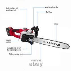 16 Cordless Electric Chainsaw Brushless Wood Saw Cutter with2 Battery For Makita