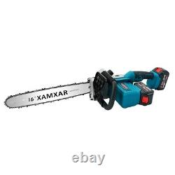 16 Cordless Electric Chainsaw Handheld Wood Cutter Saw with 2 Battery For Makita