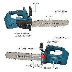 16 Electric Brushless Chainsaw Cordless Wood Cutter Chain Saw For Makita 21V UK