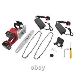 16 Electric Cordless Chainsaw Brushless Power Wood Saw with2 Battery & 2 Chargers