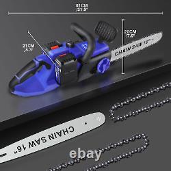 16'' Electric Cordless Chainsaw Brushless Powerful Wood Cutter Saw 2 Battery NEW