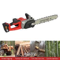 16'' Electric Cordless Chainsaw Powerful Brushless Wood Cutter Saw + 2 Batteries