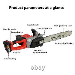 16'' Electric Cordless Chainsaw Powerful Brushless Wood Cutter Saw + 2 Batteries
