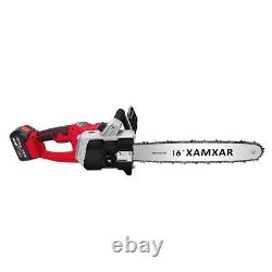 16 Electric Cordless Chainsaw Powerful Hand held Wood Saw 2 Battery & 2 Charger