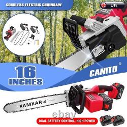 16'' Electric Cordless Chainsaw Powerful Wood Cutter Saw+ 2 Batteries For Makita