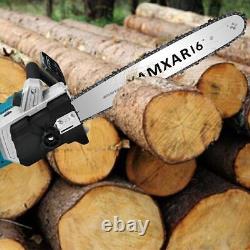 16'' Electric Cordless Chainsaw Powerful Wood Cutter Saw+2 Battery For Makita UA