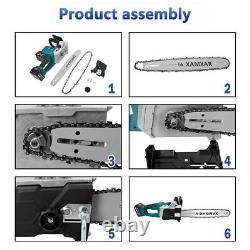 16'' Electric Cordless Chainsaw Powerful Wood Cutter Saw+2 Battery For Makita UA