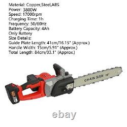 16'' Electric Cordless Chainsaw Powerful Wood Cutter Saw w 2 Battery For Makita