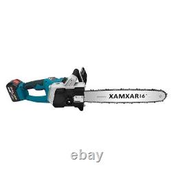 16'' Electric Cordless Chainsaw Powerful Wood Cutter Saw with 2 Battery For Makita
