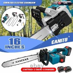 16'' Electric Cordless Chainsaw Wood Cutting Tool with 2 Battery & Charger UK