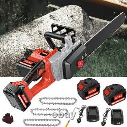 16'' Electric Cordless Chainsaw Wood Cutting Tool with 3 chains 2 Battery Charger