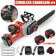16''electric Cordless Chainsaw Wood Cutting Tool With 3 Chains 2 Battery Charger