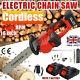16 Handheld Cordless Chainsaw With2 Battery Electric Chain Saw Wood Cutter Uk