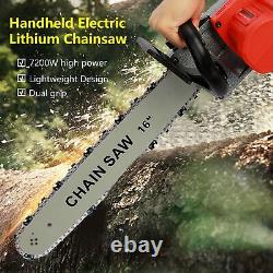 16 Handheld Cordless Chainsaw with2 Battery Electric Chain Saw Wood Cutter UK