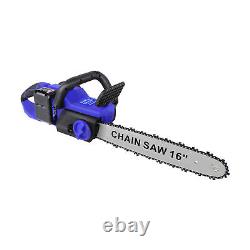 16'' Inch Cordless Chainsaw Electric Brushless Saw Wood Cutter with 2 Batteries