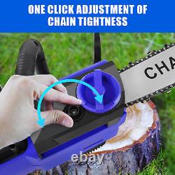 16in 6000W Mini Cordless Chainsaw Electric One-Hand Saw Wood Cutter +2 Batteries