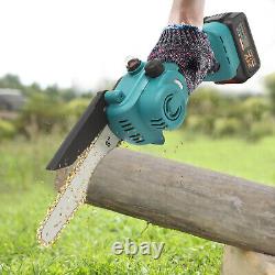 2 Batteries 8 400W Mini Cordless Chainsaw Electric One-Hand Saw Wood Cutter