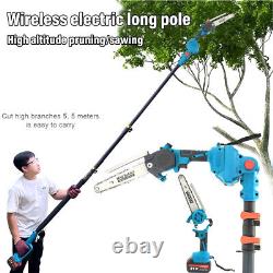 2 IN 1 Brushless Pole Chainsaw Cordless Long Reach Cutter Pruner Saw 2 Batteries