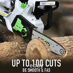 20V 10 Cordless Electric Brushless Chainsaw 4.0Ah Battery /Charger Wood Cutting
