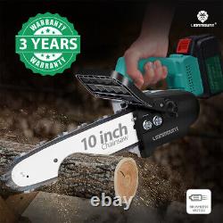 20V Cordless Chainsaw 10 3.0Ah Brushless Electric Tree Garden Saws Blade Cutter