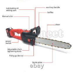 21V 16'' Electric Cordless Chainsaw Chain Saw Wood Cutting Tools with TWO Battery