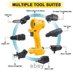 21V 7 in1 Electric Cordless Hammer Drill Impact Wrench Screwdriver Chainsaw Tool