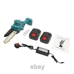 400W Cordless Chainsaw 8in Electric One-Hand Saw Wood Cutter + 2 Batteries Kit