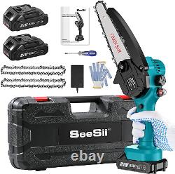 6-inch Cordless Mini Chainsaw, Seesii Handheld Electric Chain Saw with Auto-Oil