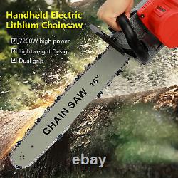 7200W 16 Cordless Electric Chainsaw Handheld Wood Cutter Chainsaw + 2 x Battery