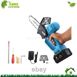8'' Rechargeable Electric Cordless Chainsaw 4000mAh Battery-Powered Wood Cutter