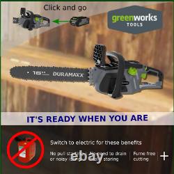 Cordless Chainsaw 40CM Greenworks Duramaxx Brushless 16 40V Battery & Charger