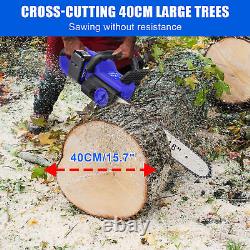 Cordless Chainsaw 42V, 16in Electric Wood Branch Cutter Saw +2 Battery 2 Chains