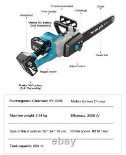 For Makita DUC353Z 18VX2 Li-ion Twin Cordless Brushless Chainsaw 6AH/5AH Battery
