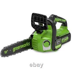 Greenworks GD24CS30 24v Cordless Brushless Chainsaw 300mm 1 x 4ah Li-ion