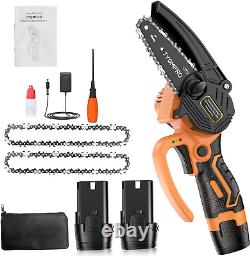 JYGMPRO Mini Chainsaw 4 Inch, Portable Cordless Chainsaw with 2×1.5AH Batteries