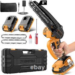 JYGMPRO Mini Chainsaw 8 Inch, Cordless Chainsaw Brushless Motor with 2×2.0AH 2
