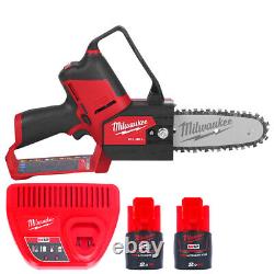Milwaukee M12FHS 12V Fuel Hatchet Pruning Saw With 2 x 2.0Ah Batteries & Charger