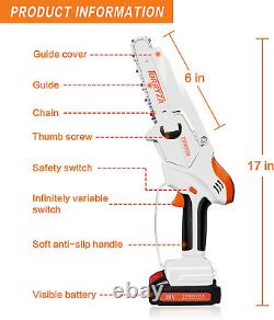 Mini Chain Saw TORRYZA 6-Inch Mini Chainsaw with 2 Battery Cordless Electric Saw