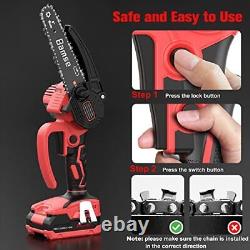 Mini Chainsaw 6 Inch, Cordless Chainsaw Brushless with 2 Batteries 2.0Ah
